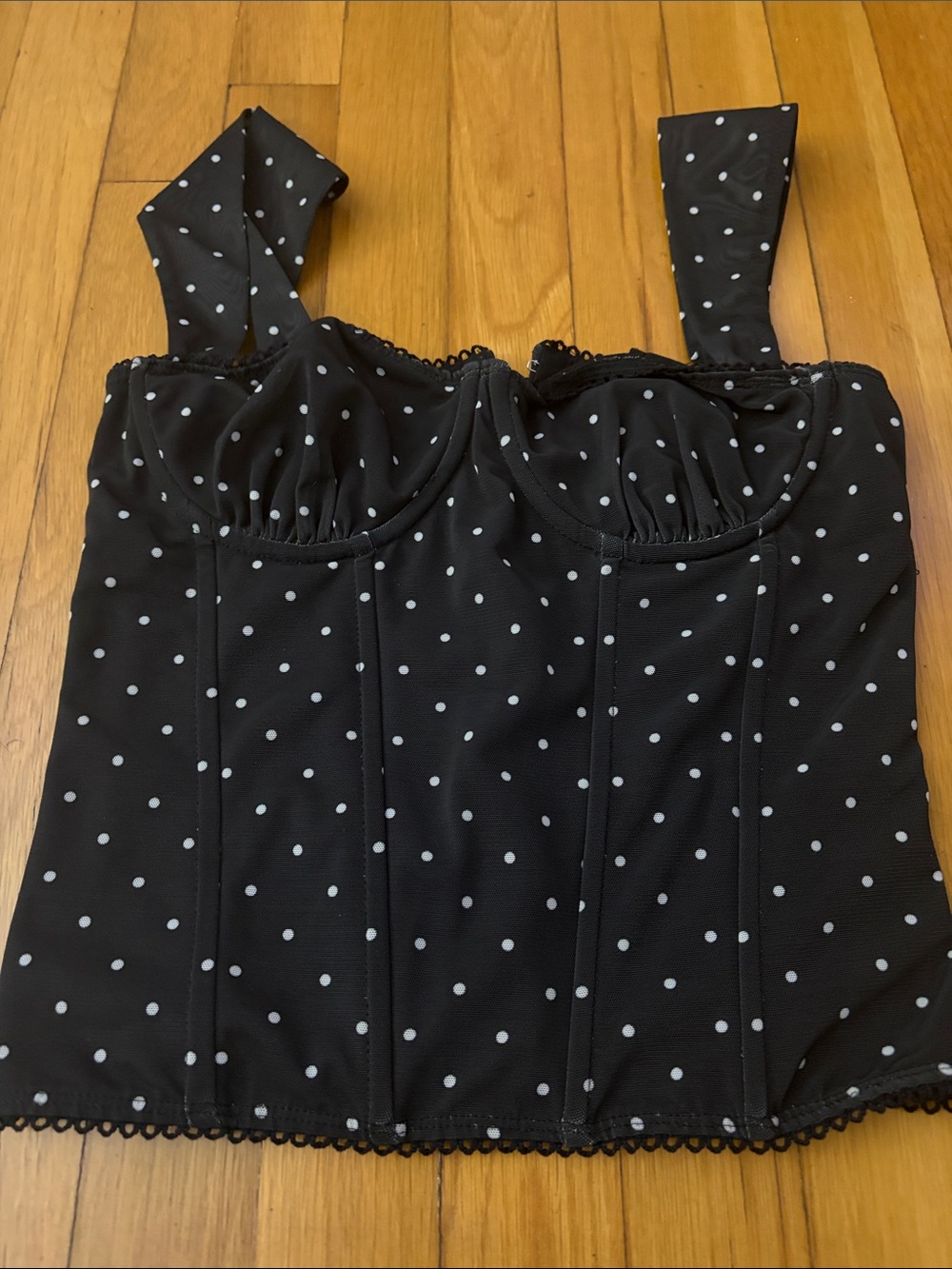 Edikted Black Polka Dot Bustier Camisole